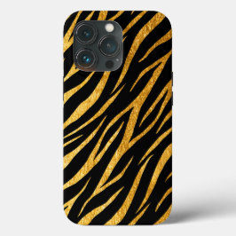 Zwarte gouden zebraprint met vrouwelijke chic luxe iPhone 16 hoesje