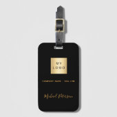 Zwarte goudfirmanaam logo bagagelabel (Voorkant (verticaal))