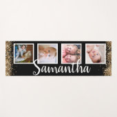 Zwarte goudgilter foto collage, aangepaste naam yogamat (Voorkant (horizontaal))