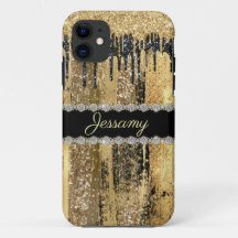 Zwarte goudglitter Bling Driving Diamond Naam