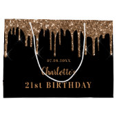Zwarte goudglitter drift monogram luxe groot cadeauzakje (Achterkant)