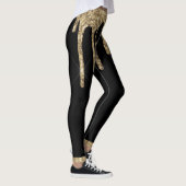 Zwarte goudglitter drip-chic, aangepaste naam leggings (Rechts)