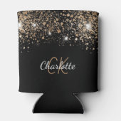 Zwarte goudglitter-monogram, chic sparkle blikjeskoeler (Achterkant)