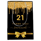 Zwarte goudglitter op feestdag medium cadeauzakje (Voorkant)