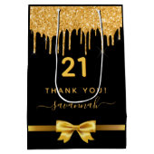 Zwarte goudglitter op feestdag medium cadeauzakje (Achterkant)