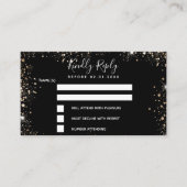 Zwarte goudglitter RSVP Informatiekaartje (Voorkant)