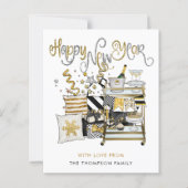 Zwarte goudglitter-script, nieuw jaar (Voorkant)