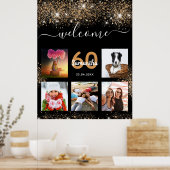 Zwarte goudglitter welkom op feestdag poster (Keuken)