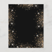 Zwarte goudglitterbegroting op feestdag flyer (Achterkant)