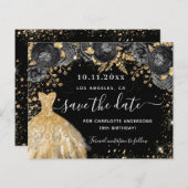 Zwarte goudjurk budgetverjaardag met behoud van da (Voorkant / Achterkant)