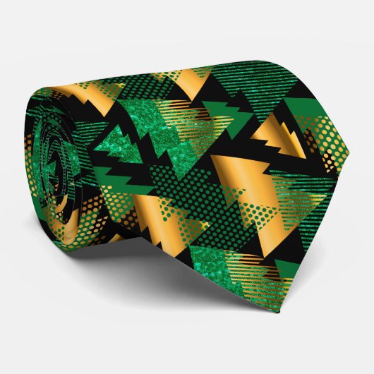 zwarte goudkerstbomen stropdas (Opgerold)