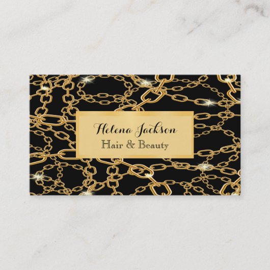 Zwarte goudketens, luxe juwelen klassiek visitekaartje (Voorkant)