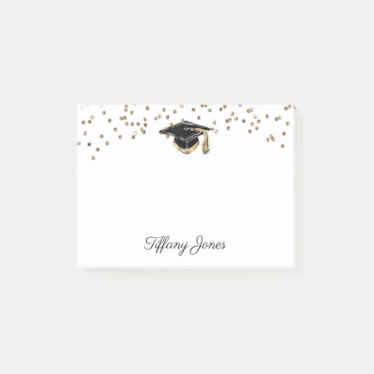 Zwarte & goudkleurige kap met Gold Glitter Post-it® Notes (Voorkant)