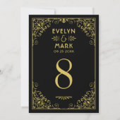 zwarte goudkunst Deco Wedding Table Number Kaart (Achterkant)