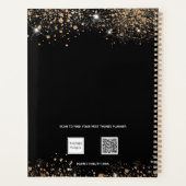 Zwarte goudluipaard dierglittermonogram 2023 planner (Achterkant)