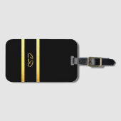 Zwarte goudmonogram initialen bagagelabel (Voorkant (horizontaal))