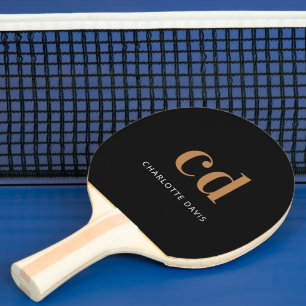 Zwarte goudmonogram naam elegant modern tafeltennisbatje