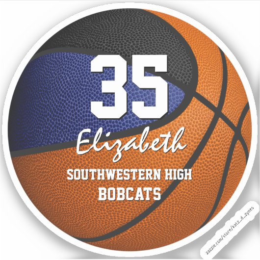 zwarte goudploeg kleuren kinder basketbalsticker sticker (Voorkant)