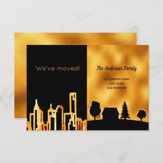 Zwarte goudstad, land dat we verplaatst hebben aankondiging (Voorkant / Achterkant)