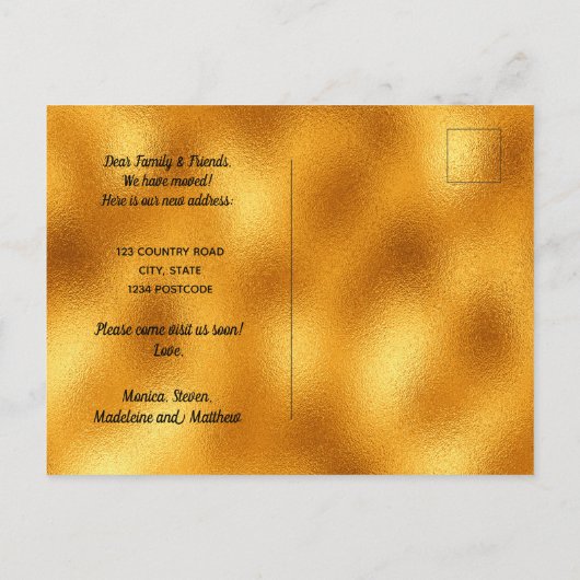 Zwarte goudstad, land dat we verplaatst hebben aankondigingskaart (Achterkant)