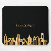 Zwarte goudstad skyline modern naamscript muismat (Voorkant)