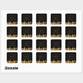Zwarte goudstad skyline modern vierkante sticker (Vel)