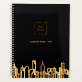 Zwarte goudstad skyline zakelijk logo planner (Voorkant)