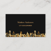 Zwarte goudstedenskyline visitekaartje (Voorkant)