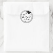 Zwarte graduatiecap | Afstuderen Dank u Ronde Sticker (Tas)