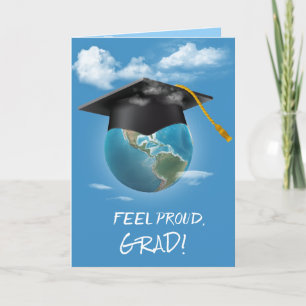 Zwarte Graduation Cap op Planet Earth Kaart