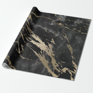 Zwarte Grafiet Deluxe Gold Marble Shiny Glam Cadeaupapier