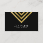 Zwarte grafische Faux Gold Geometric Event Planner Visitekaartje (Voorkant)