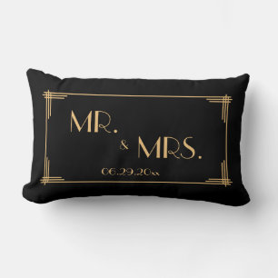 Zwarte Great Gatsby Art Deco kussen voor de bruilo