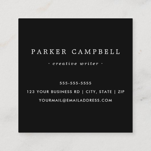 Zwarte-grens elegant professionele minimalist vierkante visitekaartje (Achterkant)