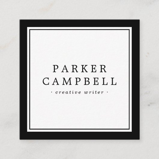 Zwarte-grens elegant professionele minimalist vierkante visitekaartje (Voorkant)