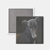 Zwarte Greyhound Hond Art Magnet Magneet (Voorkant / Achterkant)