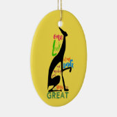 Zwarte Greyhound-hond Silhouette Geel Keramisch Ornament (Rechts)