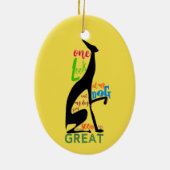 Zwarte Greyhound-hond Silhouette Geel Keramisch Ornament (Achterkant)