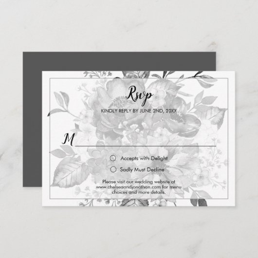 zwarte grijs en witte RSVP (Voorkant / Achterkant)