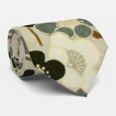 Zwarte, grijze, bruine en witte bloemen stropdas (Opgerold)