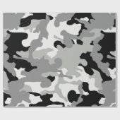 Zwarte & grijze Camo Cadeaupapier (Vlak)