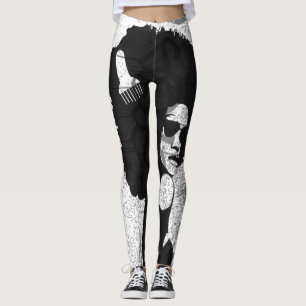 Zwarte, grijze en graffiti-afro leggings