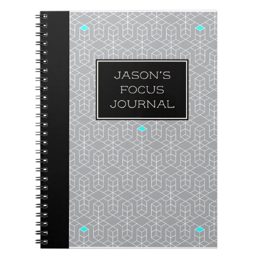 zwarte & grijze geometrische focus notitieboek (Voorkant)