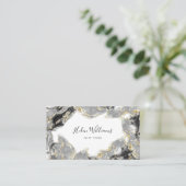 zwarte grijze inktmarmer visitekaartje (Staand voorkant)