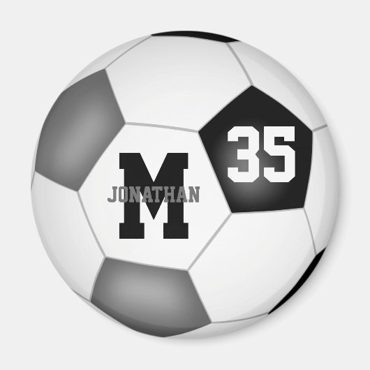 zwarte grijze jongens voetbalclubs kleuren magneet (Voorkant)