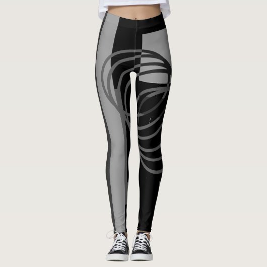 Zwarte grijze Leggings (Voorkant)