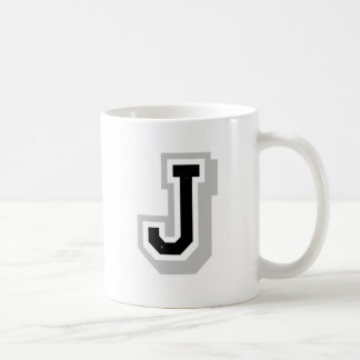 zwarte grijze letter J Koffiemok