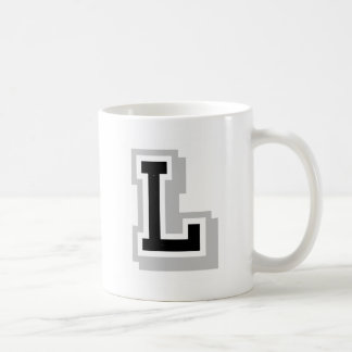 zwarte grijze letter L Koffiemok