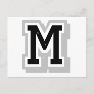 zwarte grijze letter M Briefkaart