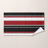 Zwarte, grijze rode en witte strepen bad handdoek (Handdoek)